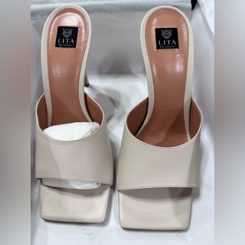 Lita by Ciara Cream Open-Toe Heels 41 - Picture 2 of 4